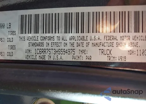 2017 Ram 1500 Tradesman 4X4 6'4 Box из США, поврежденный, VIN 1C6RR7ST3HS594975